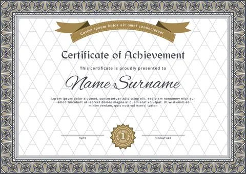 Certificate border. Grey ornamental frame for certificate blank, Vector Stock Illustration