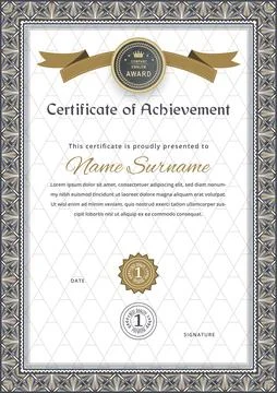 Certificate border. Grey ornamental frame for certificate blank, Vector Stock Illustration
