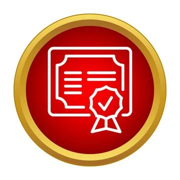 Certificate with check mark seal achievement icon Stock Illustration