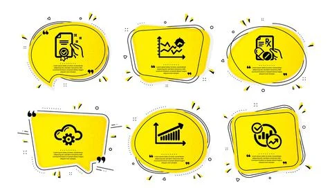 Certificate, Cloud computing and Chart icons set. Prescription drugs, Seo Stock Illustration