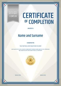 Certificate of completion template in portrait Stock Illustration