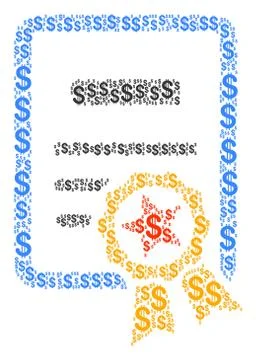 Certificate Composition of Dollar Stock Illustration