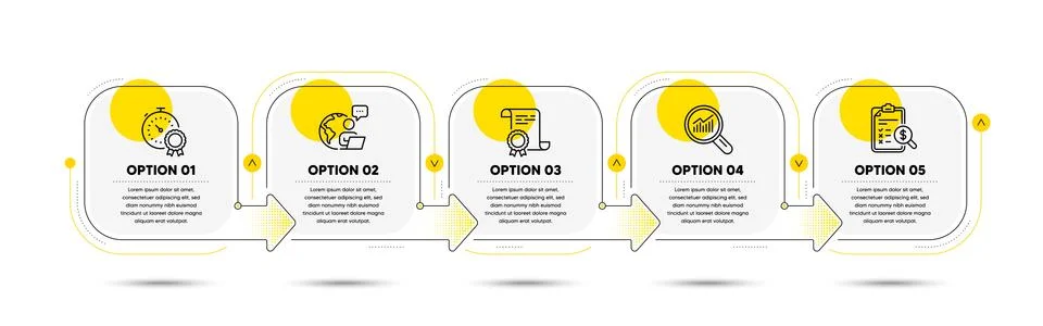 Certificate, Data analysis and Best result icons set. Accounting report sign Stock Illustration