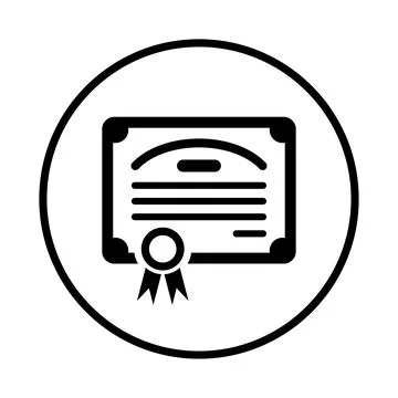 Certificate, degree icon. Black vector Illustration. Stock Illustration