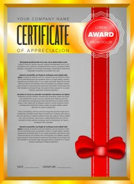 Certificate design in golden frame Stock Illustration