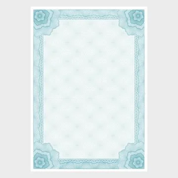 Certificate design with guilloche elements, vector frame Stockillustratie