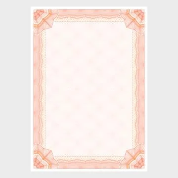 Certificate design with guilloche elements, vector frame 스톡 일러스트