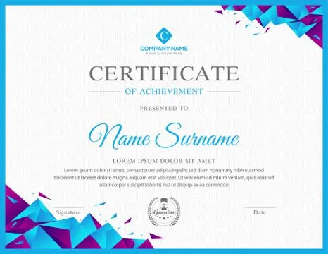 Certificate design template cool geometric Stock Illustration