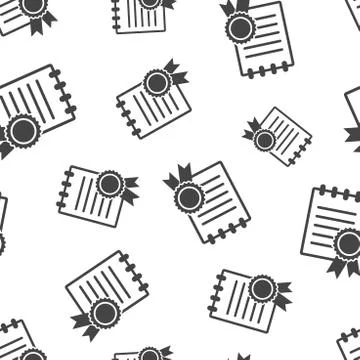 Certificate diploma seamless pattern background. Business flat vector illustr Illustrazione stock