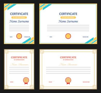 Certificate, diploma, set of realistic certificates. Certificate icon. Vector Stock Illustration