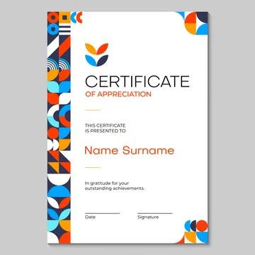Certificate diploma template geometric pattern Stock Illustration