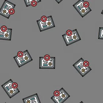 Certificate disapprove vector seamless pattern Stock Illustration