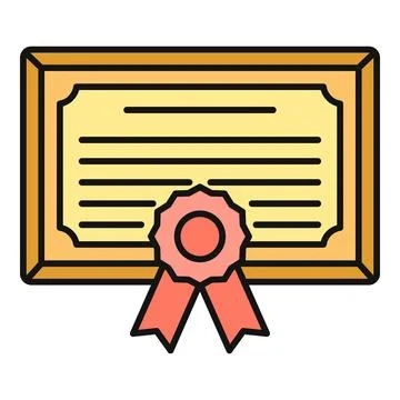 Certificate document with achievement award ribbon Stock Illustration