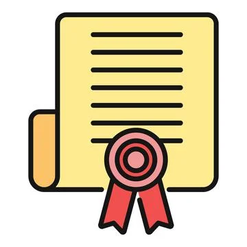 Certificate document with award ribbon icon representing education Stock Illustration