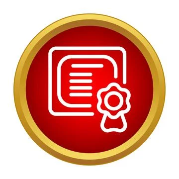 Certificate document with award ribbon on red button Stock Illustration
