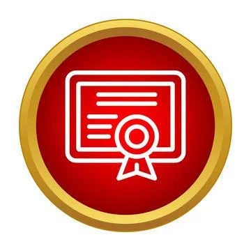 Certificate document icon with a gold seal on a red background 스톡 일러스트