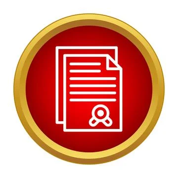 Certificate document icon inside red button design Stock Illustration