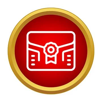 Certificate document icon with ribbon seal on red background Stock Illustration