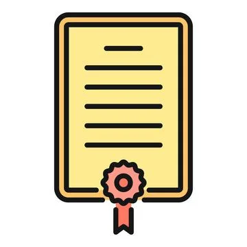 Certificate document icon with seal and ribbon Stock Illustration