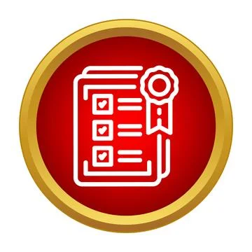 Certificate document icon showing achievement and warranty Stock Illustration