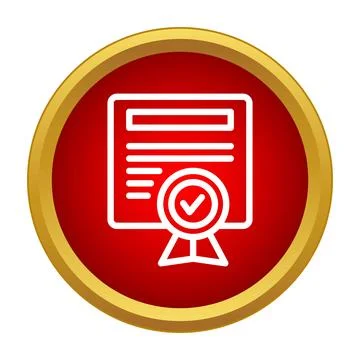 Certificate document icon with verified achievement medal Stockillustratie