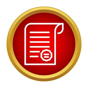 Certificate document icon with wax seal inside button Illustrazione stock
