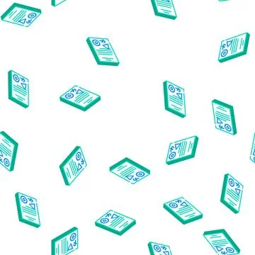 Certificate document isometric icon seamless pattern Stock Illustration