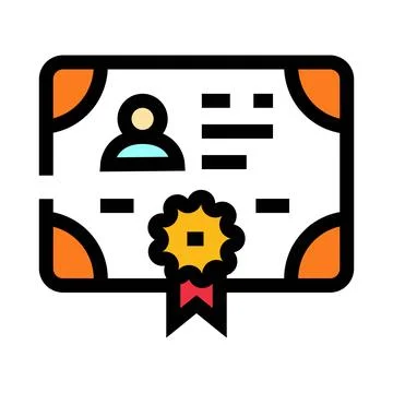 Certificate document with person icon and award ribbon Stock Illustration