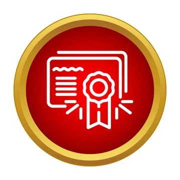 Certificate document presenting an award ribbon on a red button Stockillustratie