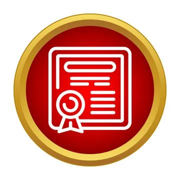 Certificate document with ribbon seal icon on red background Stock Illustration