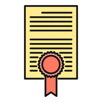 Certificate document with seal and red ribbon icon Stock-Illustration