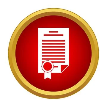 Certificate document with seal and ribbon icon 库存插图