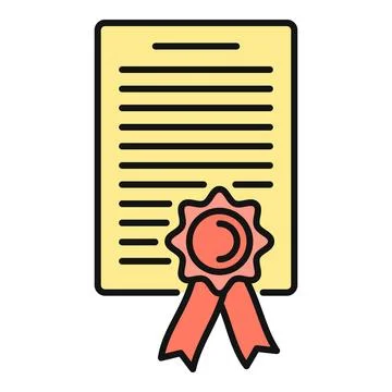 Certificate document with seal and ribbon icon Stockillustratie