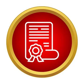 Certificate document with seal on red circle icon Stock Illustration