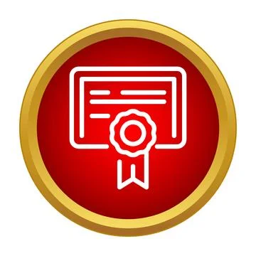 Certificate document with seal on red gold frame icon Stock Illustration