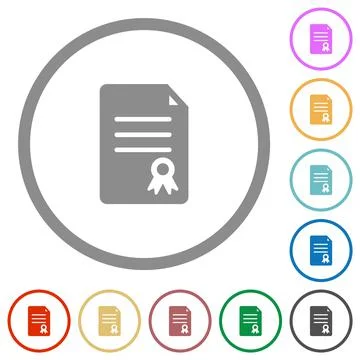 Certificate document solid flat icons with outlines Stock Illustration