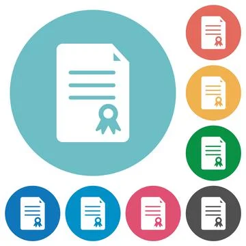 Certificate document solid flat round icons 库存插图