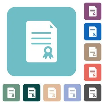 Certificate document solid rounded square flat icons 库存插图