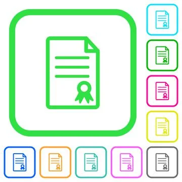 Certificate document vivid colored flat icons icons Stock Illustration