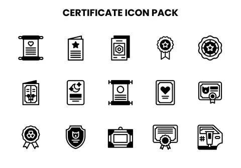 Certificate DuoTone Bundle Icons Pack Stock Illustration