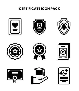 Certificate DuoTone Bundle Icons Pack Stock Illustration