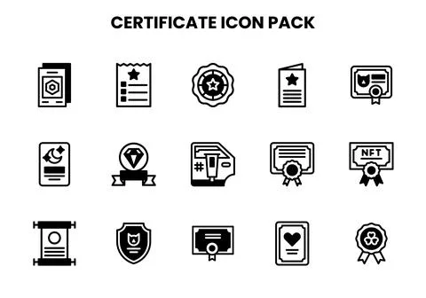 Certificate DuoTone Collection Icons Pack Stock Illustration