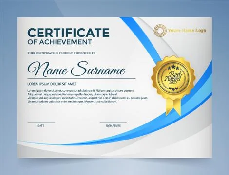 Certificate of elegance in modern blue Stock Illustration