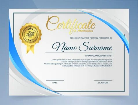 Certificate of elegance in modern blue Stock Illustration