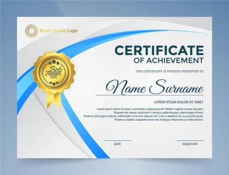 Certificate of elegance in modern blue Stock Illustration