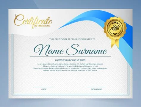 Certificate of elegance in modern blue Stock Illustration