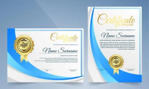 Certificate of elegance in modern blue Stock Illustration