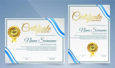 Certificate of elegance in modern blue Stock Illustration