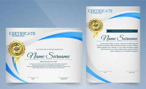 Certificate of elegance in modern blue Stock Illustration