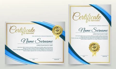 Certificate of elegance in modern blue Stock Illustration